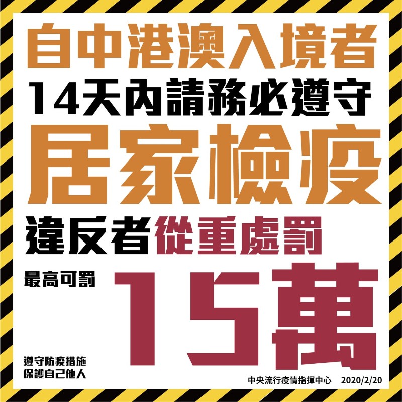 居家檢疫違反者最高罰15萬